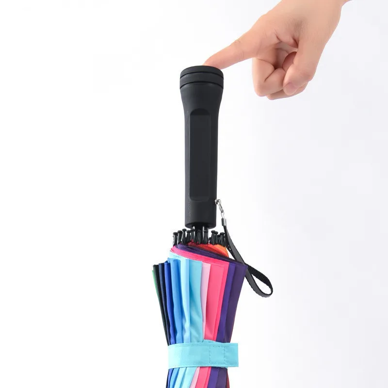 Online Ombrelli Antivento A Manico Lungo 24K Moda Impermeabile Paraguas Colorati Cornice Resistente Ombrello Da Pioggia Da Donna Arcobaleno