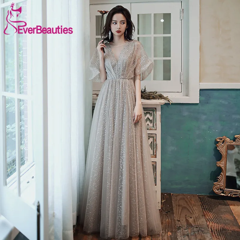 Женское Платье трапециевидного силуэта с v-образным вырезом коротким рукавом для