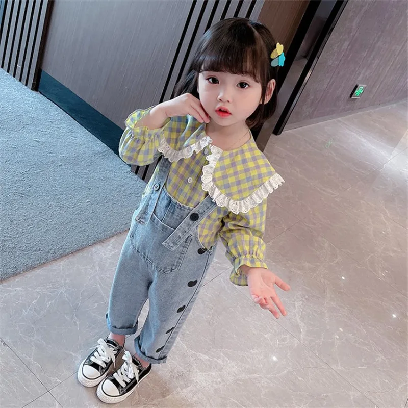 

2021 Lace Spring Summer Children's Clothes Baby Girls Blouse + Pants 2pcs/Set Kids Birthday Gift Teenage Clothing High Quality