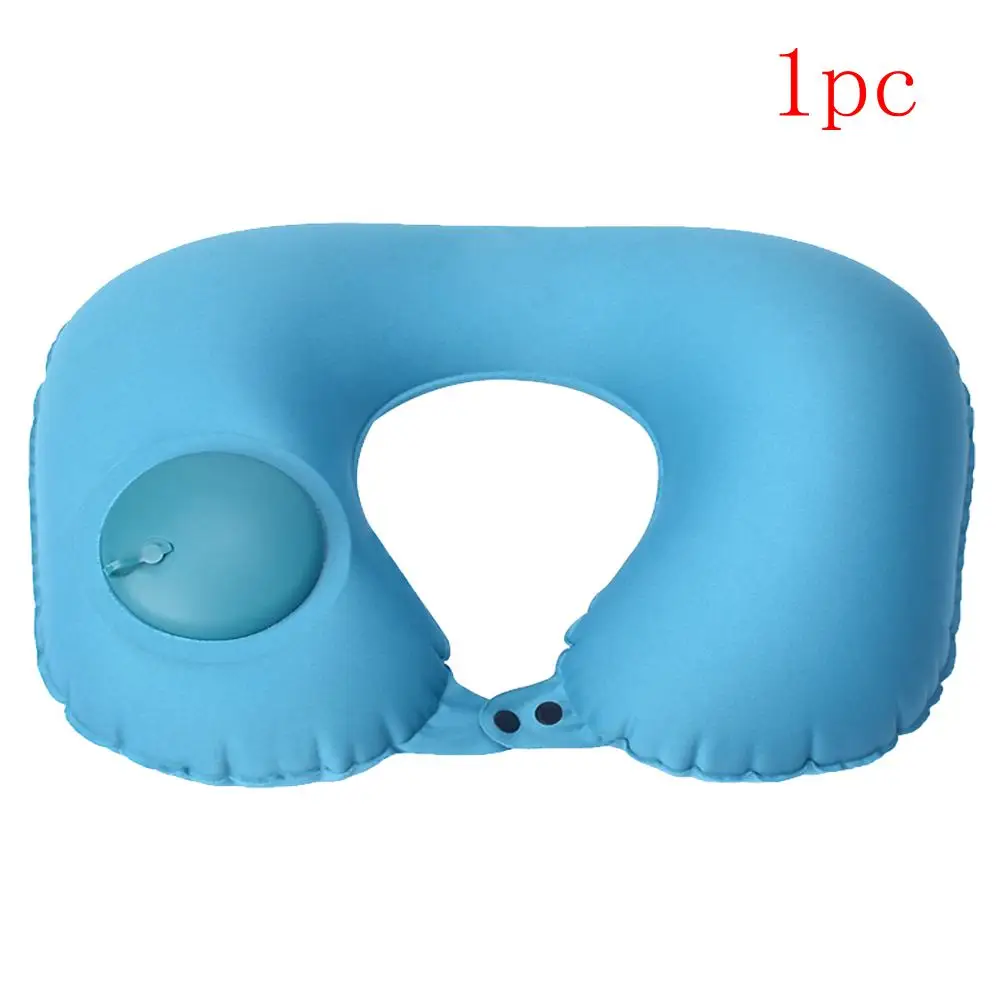 blue 1pc 1/3Pcs Inflatable Cervical Pillow Outdoor Inflatable Pillow Travel Air Pillow Sex U Shape Neck Pillow Earplugs Eyemask - Цвет: blue 1pc