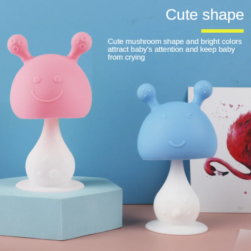 

Детский гриб погремушка-грызунок детский укус Мягкий пищевой силикагель игрушка Успокаивающая Массажная Десна имитация Соски Новинка