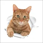1 шт., 3D Наклейка на стену для кошек, наклейки для туалета, с отверстием для просмотра, яркие наклейки для ванной комнаты, для украшения дома, наклейки для животных
