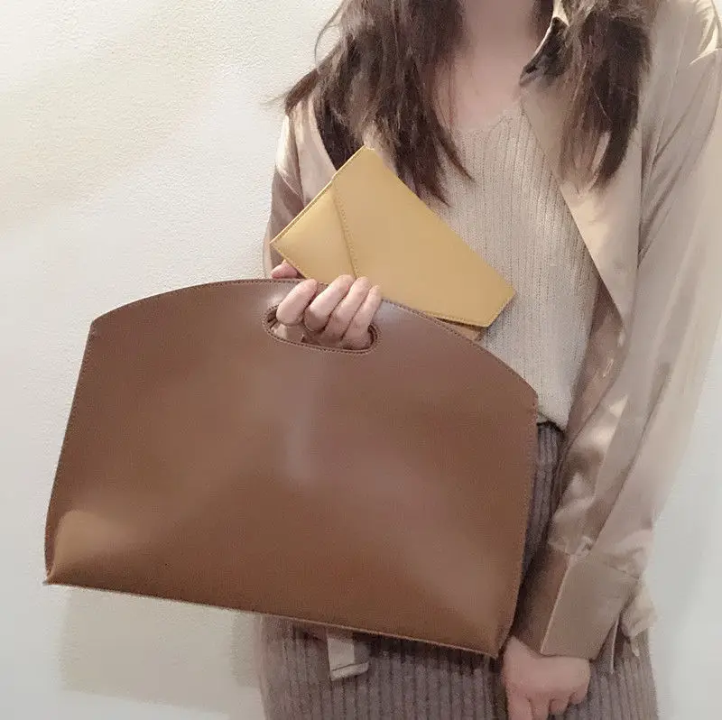 

Korean Thin Top Handle Bags for Women Briefcase Large Capacity Ladies Handbags Simple Advanced Female Clutch Bag Commuter Office