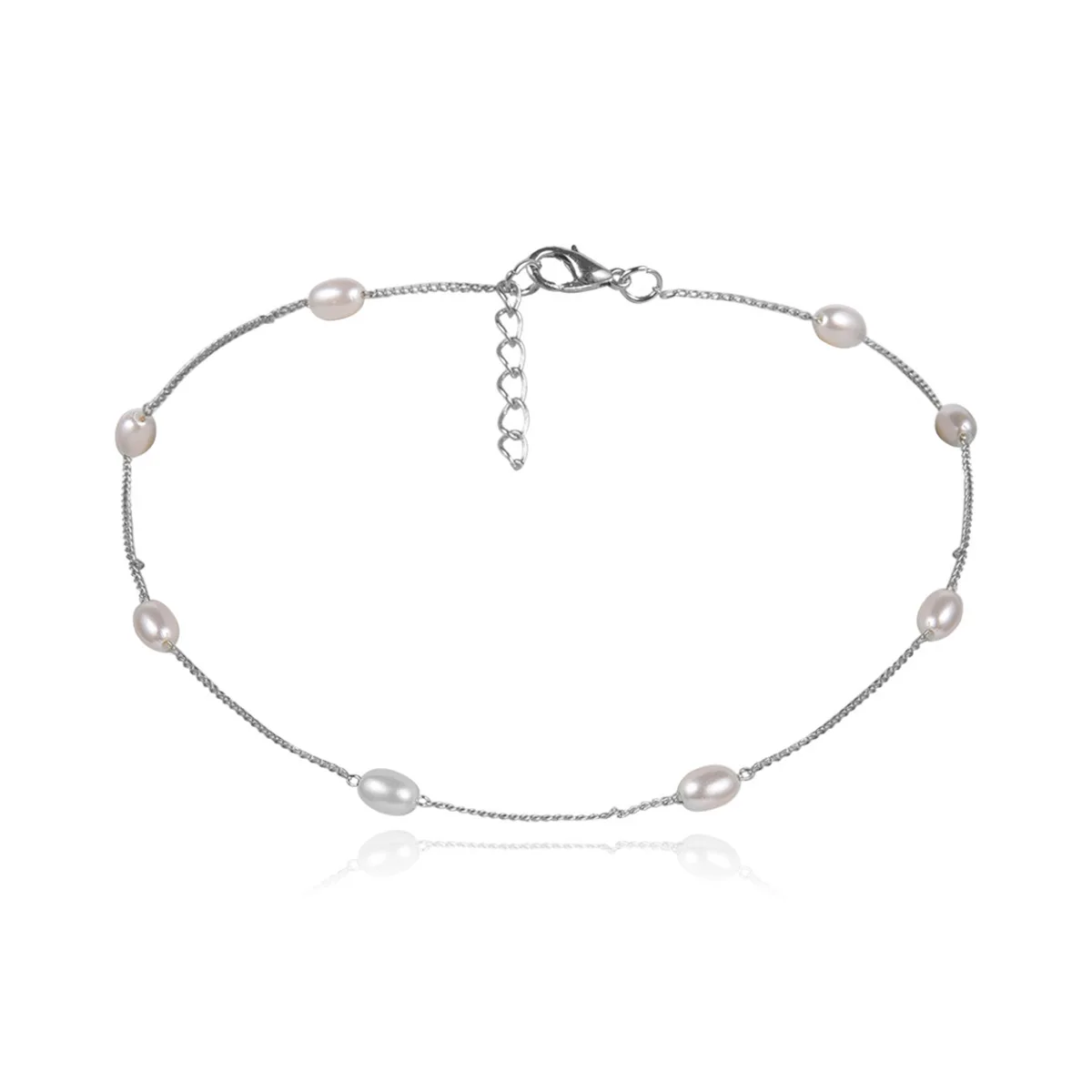 

Delicate Jewelry Thin Chain Necklace Fashion Design Pretty Style Oval Simulated Pearl Charm Necklace For Women Girl Gifts