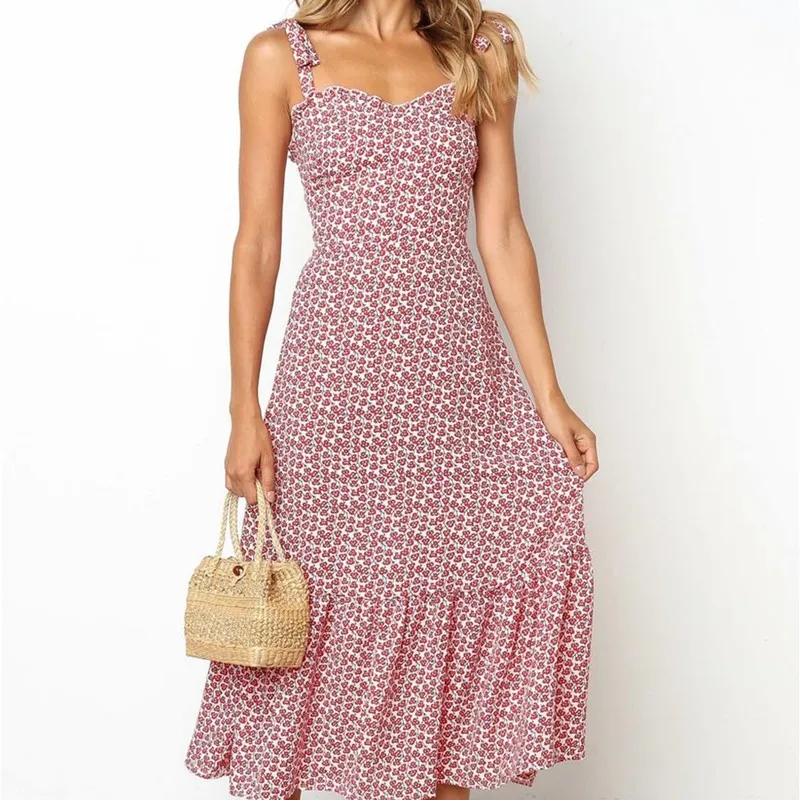 Элегантное Длинное платье с оборками и цветочным принтом летнее женское