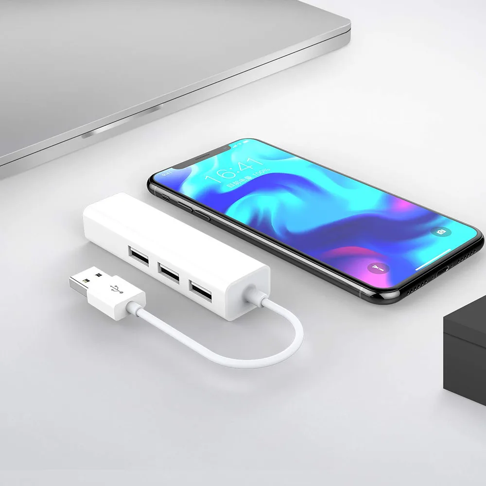 Концентратор с 3 портами USB 2 0 и адаптером Ethernet RJ45 LAN|Сетевые карты| |
