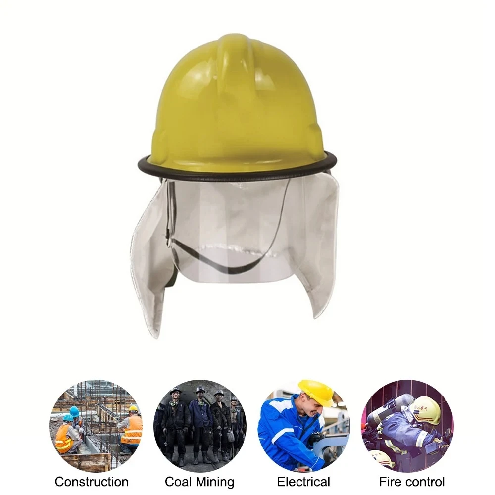 Feuer Kämpfer Rettungs Helm Sicherheit Kappe mit Feuer Isolierung Aluminium Folie Schal PC Anti-scratch Maske Feuerwehrmann Sicherheit Helm