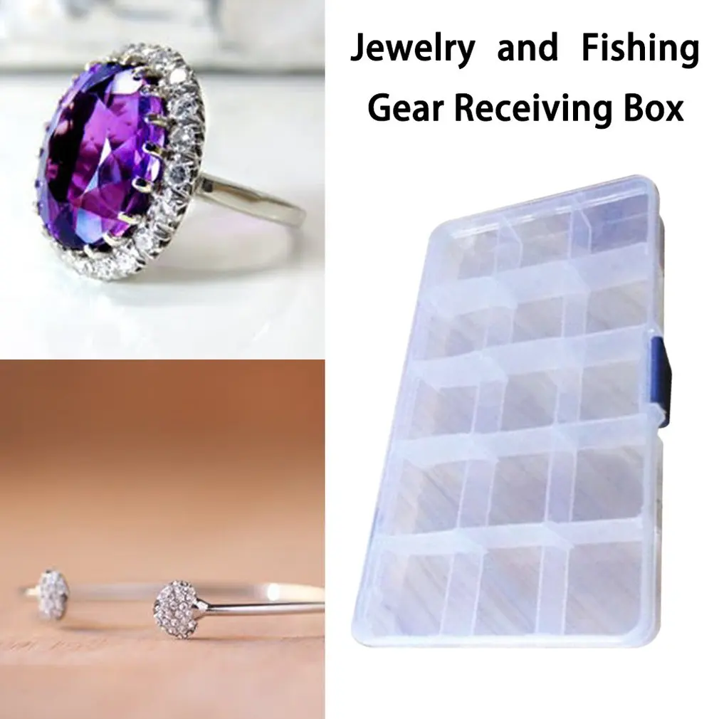 15 Grid Creative Storage Box With removable dividers Valuables Jewellery Cash Clear Plastic Organizer Container | Дом и сад