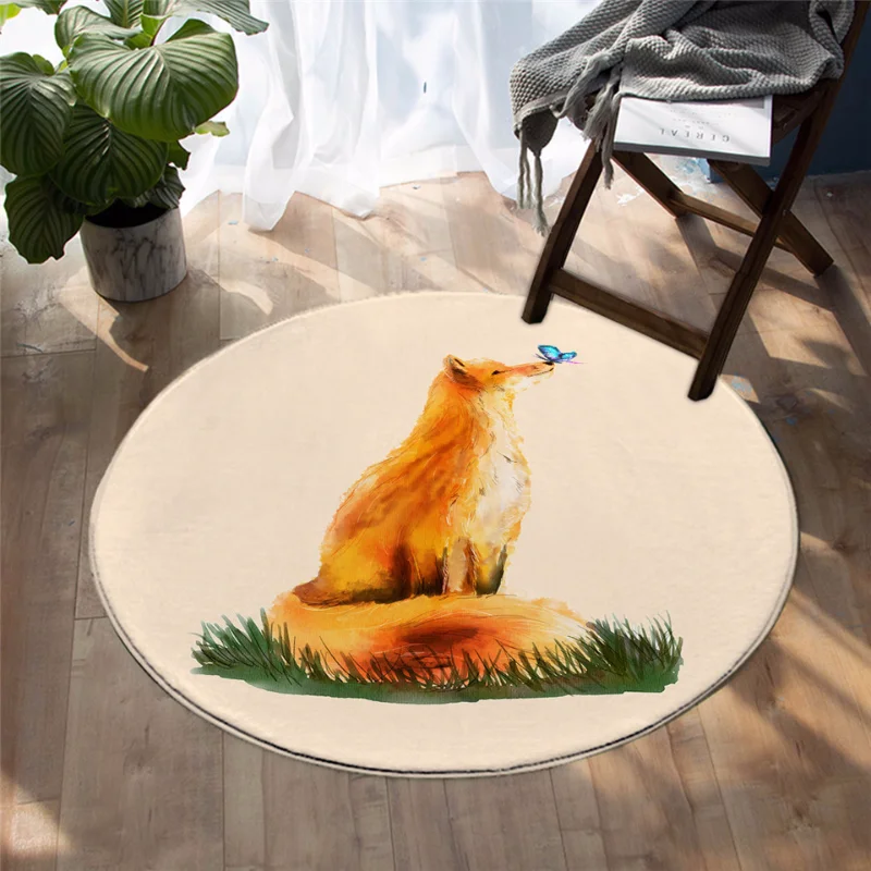 

Fox Pattern Carpet Living Room Coffee Table Mat Bathroom Door Mat Children's Play Non-slip Carpet Bedroom Decorative Rug