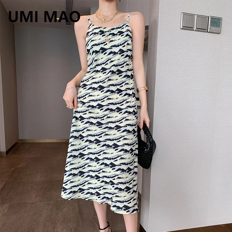 

Летнее Новое шифоновое платье UMI MAO на бретельках юбка на бретельках повседневный дизайн свободной руки женская модная одежда Y2k платья для ...