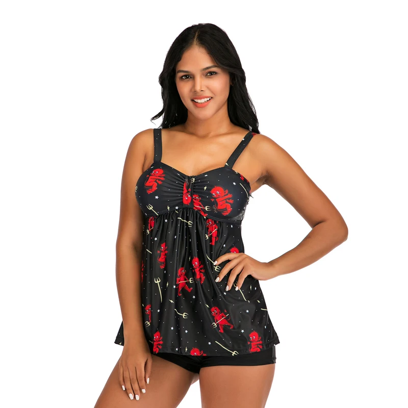 Женский купальный костюм размера плюс сексуальный из двух предметов с цветочным