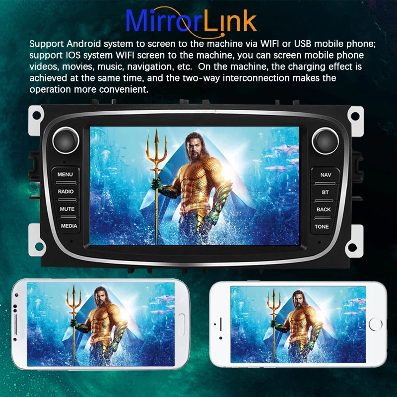 Автомобильный радиоаппарат 2 DIN Dual-ingot Android для Ford/Focus/S-Max/Mondeo 9/GalaxyC-Max USB GPS F7800B емкостной сенсорный экран 7 дюймов MP5