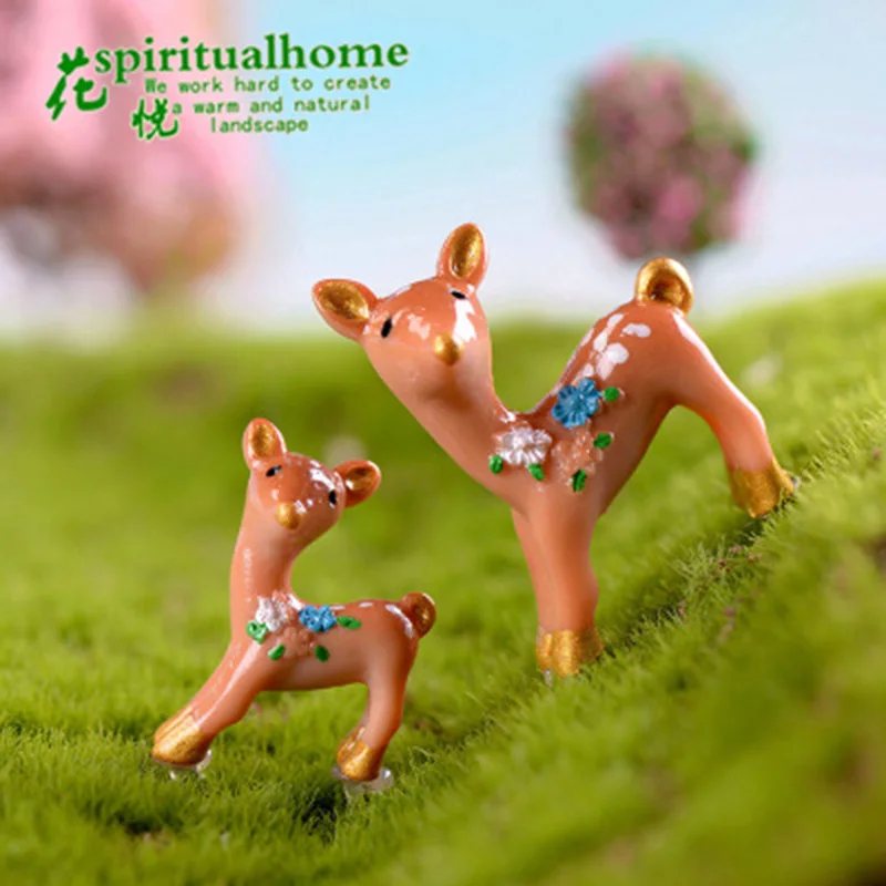 Рождество цветок сливы олень мох микро Пейзаж украшения мини статуя оленя Смола