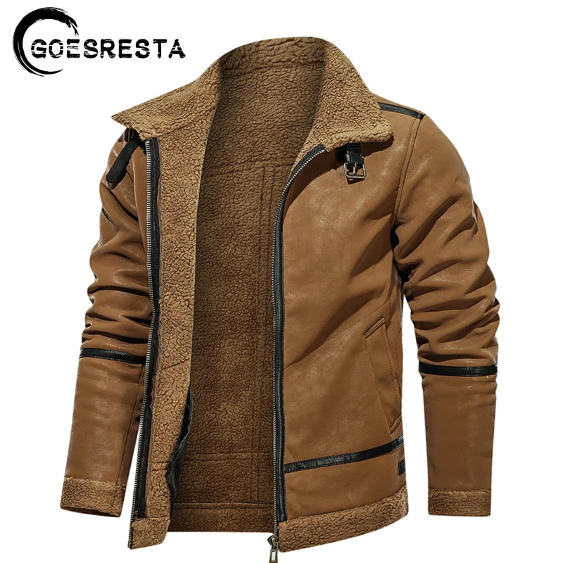 Brand 2020 Winter Jacket Men High Quality Suede Fur Collar Jacket Coat Splicing Fleece Warm Coats Casual Motorcycle Men Jackets