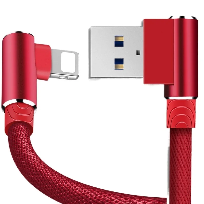 

90 Degree USB Cable Charger Cord Data Wire For iPhone 6 S 6S 7 8 Plus 5 5S X XR 11 Pro Max iPad Phone Origin Long 3M Fast Charge