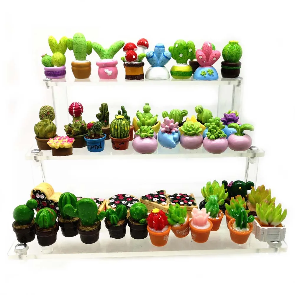 Набор цветов и кактусов мини Статуэтка с орнаментом сказочное украшение для сада