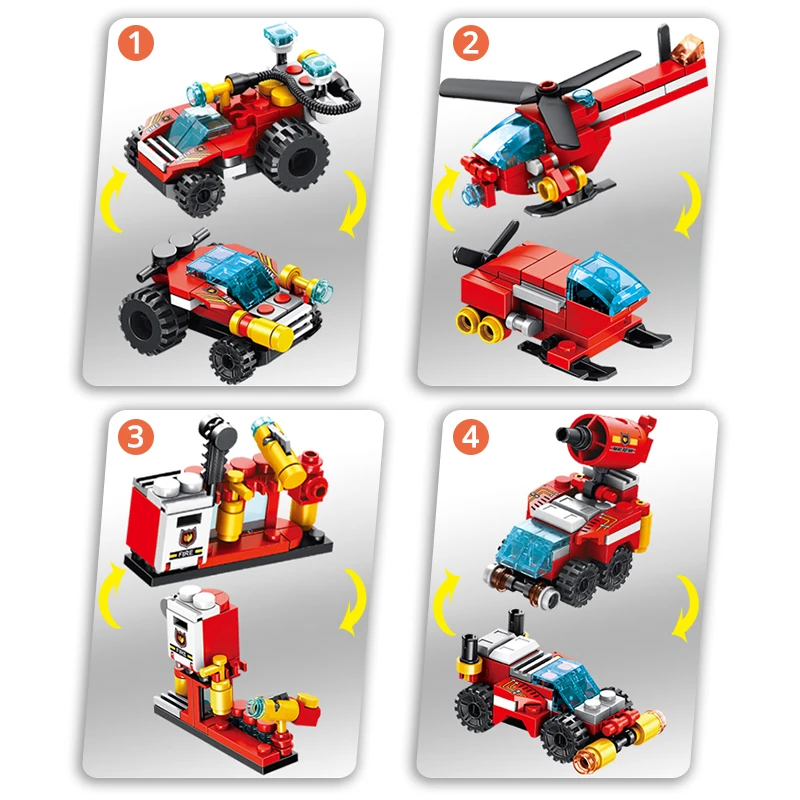 12 in1 City Police Fire Station Engine Fighters Truck Car Transformation Model Building Bricks Blocks Sets For Children Gift | Игрушки и
