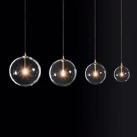 1 light clear glass globe led g4 lustre luminaires pendant lights simple nordic gold metal hanging lamp dining room droplight