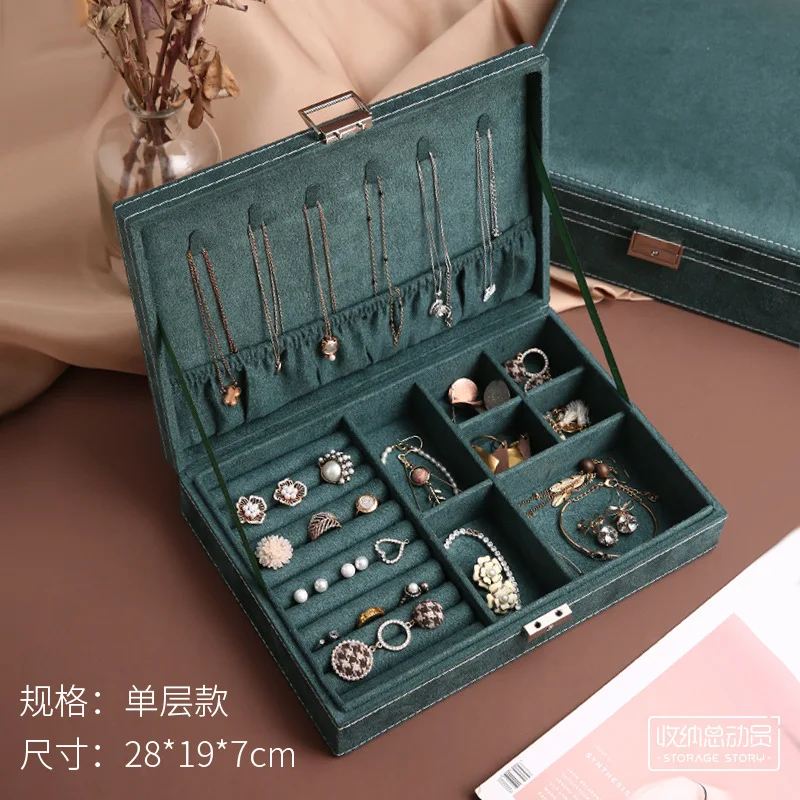 

Double-layer Velvet Jewelry Box European-style Jewelry Storage Box Large Space Jewelry Rack Gift Box