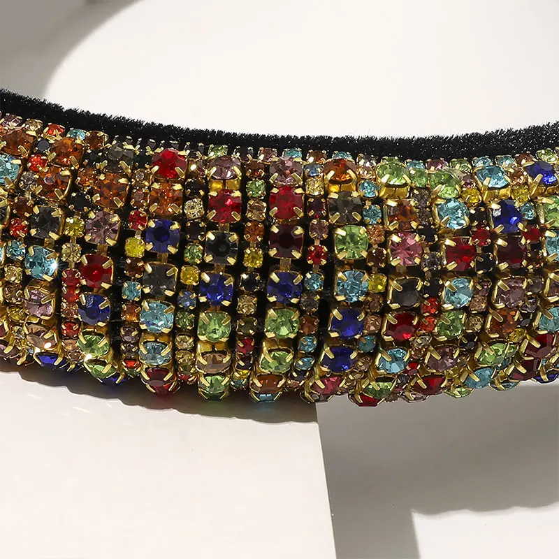 

Thick Sponge Full Rhinestone Hair Hoop Luxury Women Wide Headband Rhinestone Padded Crystal Head Hoop Party Hair Accessories New
