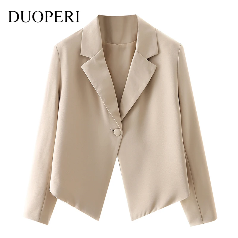

2021 New Women Cropped Blazer Long Sleeves Irregular hem Fashion design Casual Chic Lady Woman Blazer Suit