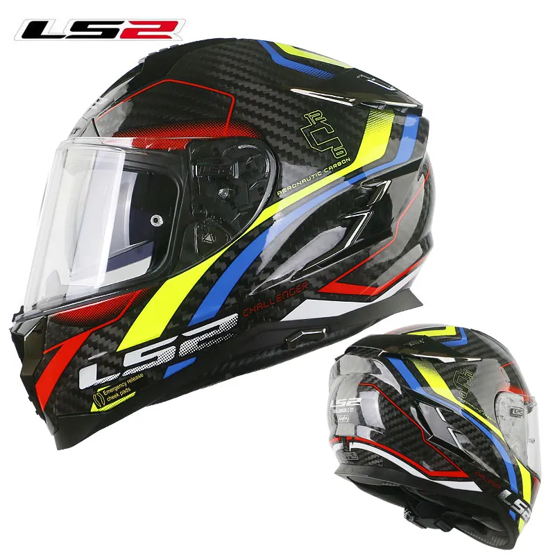 LS2 FF327 углеродное волокно Challenger полный уход за кожей лица мотоциклетный шлем capacete LS2 шлем с внутренним Защита от солнца Лен мужчина женщина гонки