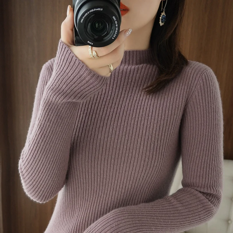 

Woman Sweaters Chandails No Pilling Slim Turtleneck Sweater Women's Pullover Knitwear Autumn Winter Black Inner