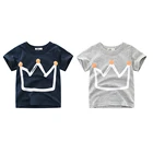 Летняя детская футболка для мальчиков, футболки с коротким рукавом и принтом короны для маленьких девочек, хлопковая Детская футболка с круглым вырезом, футболки, топы, одежда для мальчиков