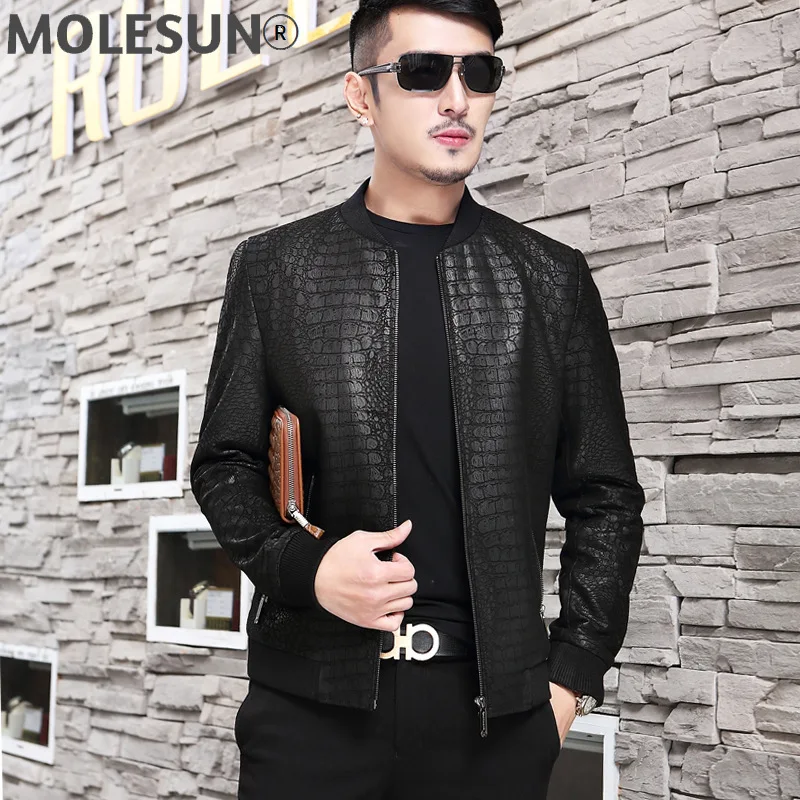 

AKOOSUN Spring Genuine Leather Jacket Men Clothing Autumn Coat Men's Short Embossed Sheepskin Mens Jackets Hommes Veste LXR581