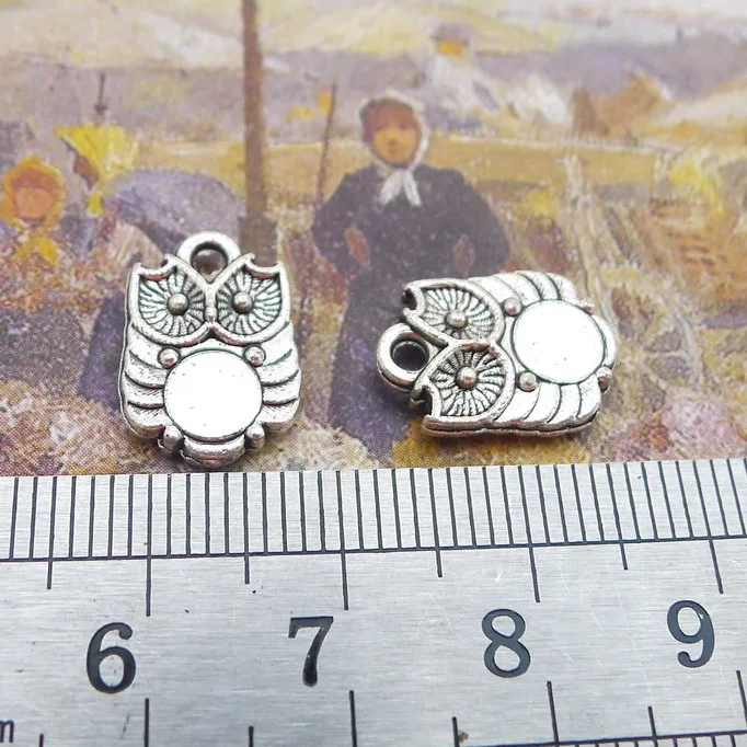 

Designer Charms 10 Pieces 15*11mm Antique Silver Color Owl Charms