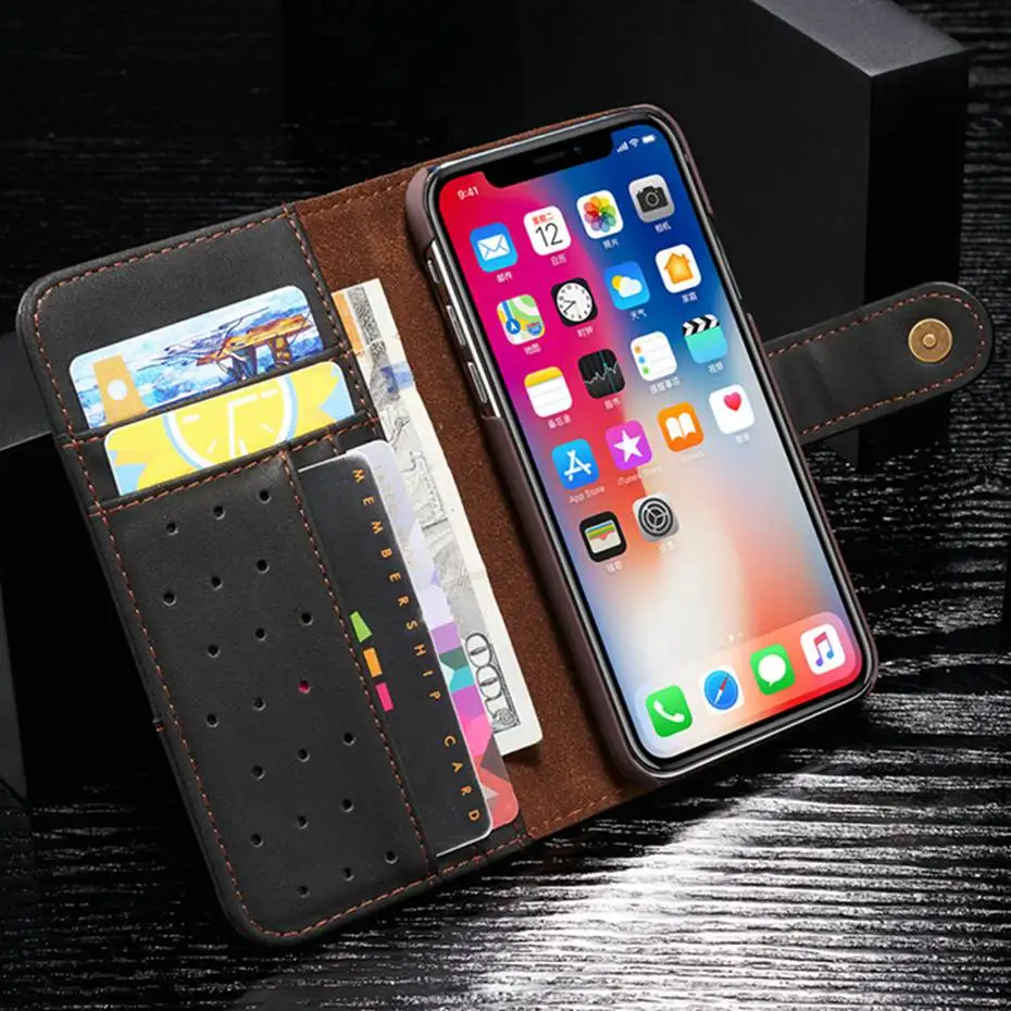 Чехол из натуральной кожи для телефона iPhone 11 Pro Max 5 5S SE 6 6S 7 8 X Plus XS XR XS Max, модный дизайн, Магнитный кошелек, сумка для телефона