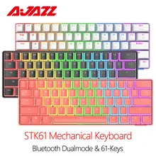 AJAZZ STK61 Pudding Key Cap 61 Keys Wireless Mechanical Keyboard RGB Portable Dual-Mode Bluetooth Gaming Keyboard for Laptop PC