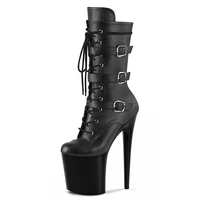 belt buckle fashion short boots 20cm high heeled shoes sexy nightclub stripper gothic fashion stripper pole dance models show