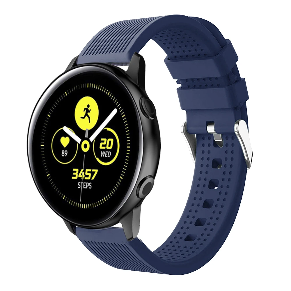 Ремешок силиконовый 20 мм для Samsung Galaxy Watch 42 мм/Active 2 классический браслет часов Gear S2