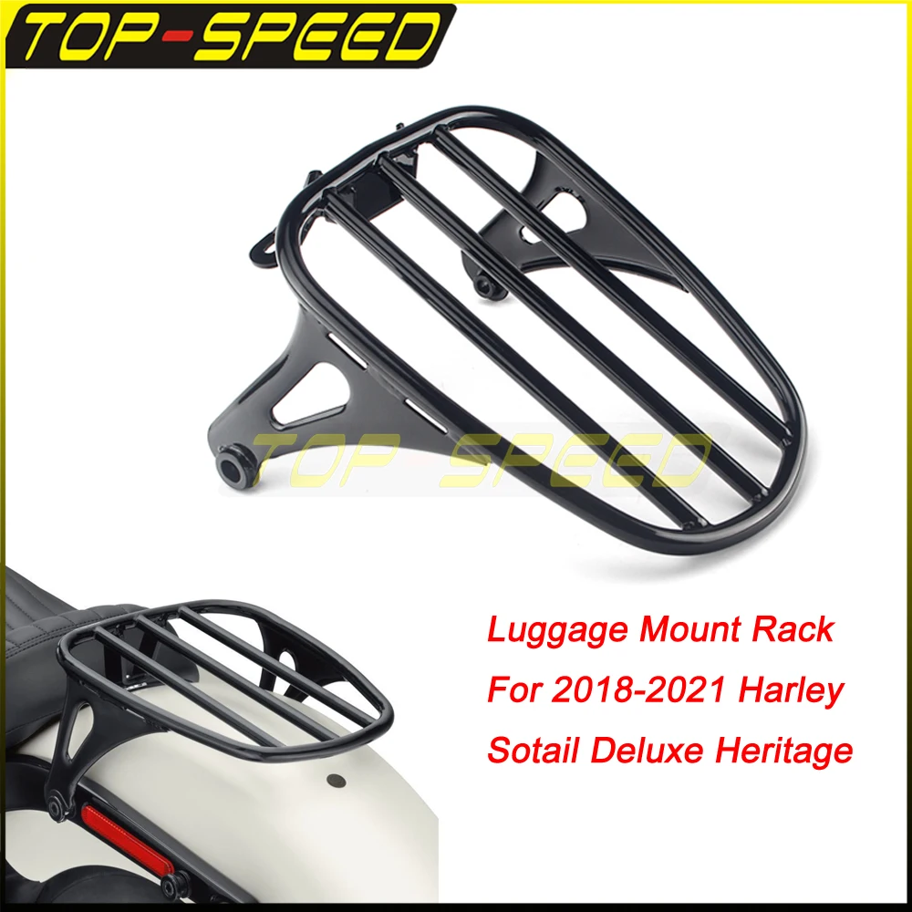 

Motorcycle Black Solo Seat Luggage Mount Rack For 2018-2021 Harley Softail FLDE FLHC FLHCS Deluxe FLDE Heritage FLHC 114 FLHCS