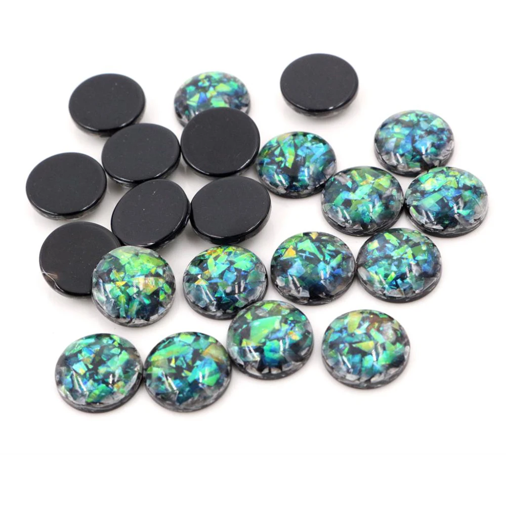 Новая мода 40 шт 12 мм черные цвета Встроенная металлическая фольга плоская задняя