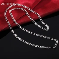 agteffer new 925 sterling silver 1618202224262830inch 4mm link necklace for woman man fashion jewelry wedding gift