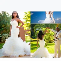 plus size wedding dresses low back bridal dresses sweetheart pleated organza ruffles chapel train wedding gowns