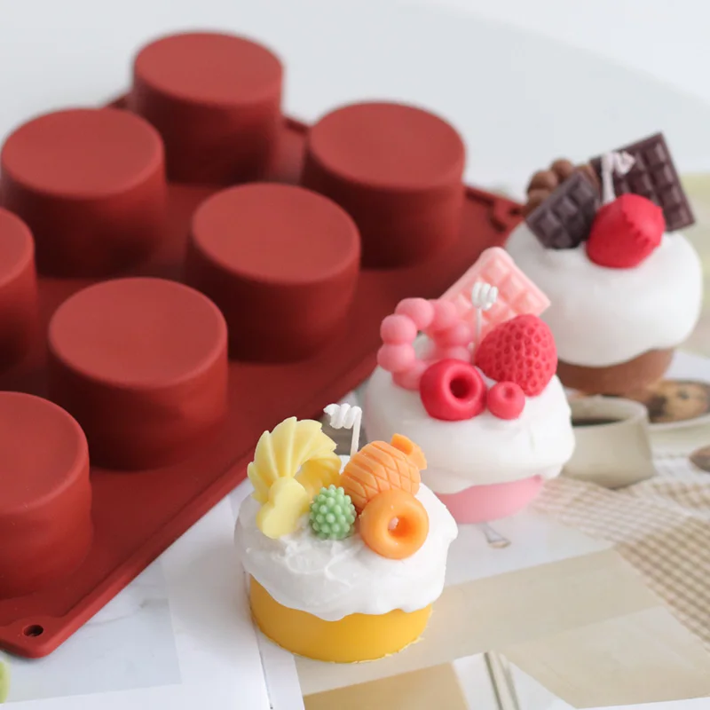 8 отверстий круглая форма для торта основания свеча силиконовая мыла инструменты