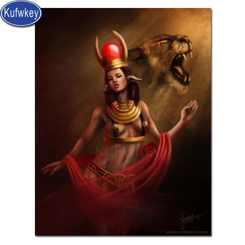 Алмазная живопись с изображением богини картина египетской королевы и тигра 5D