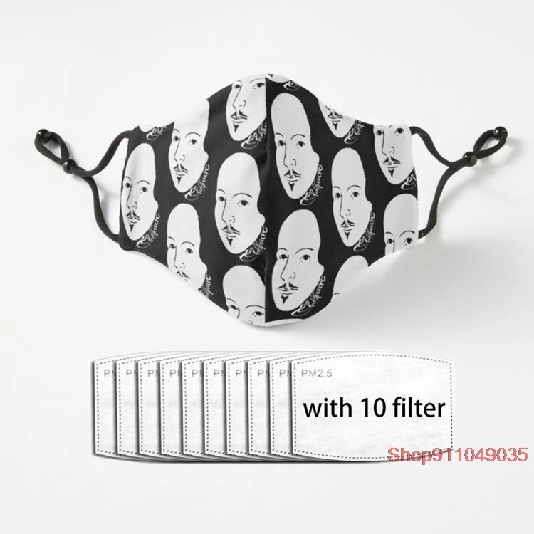 

Black and White Shakespeare Adult Facial Mask Dust Reusable Polyester Face Mouth Mask