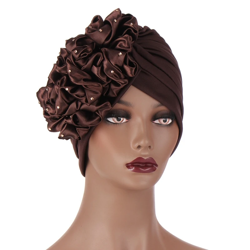 

2021 Fashion Flower Turban Hijab Bonnet Solid Color Cotton Muslim Woman Wrap Head Inner Hijab Caps turbantes femme musulman