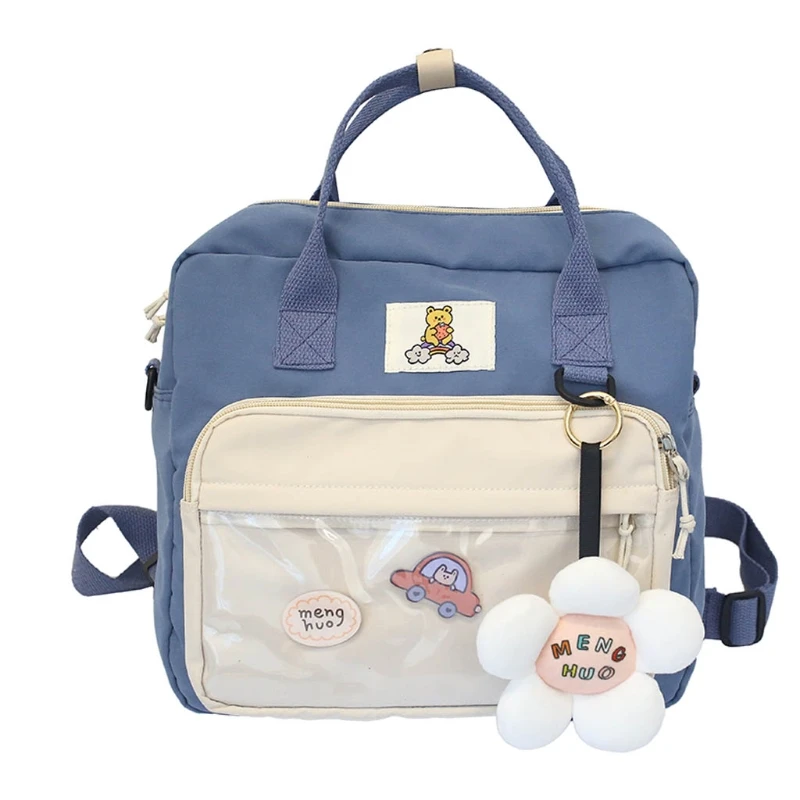 Милый мультяшный рюкзак с принтом этикеток подвеской и прозрачным передним