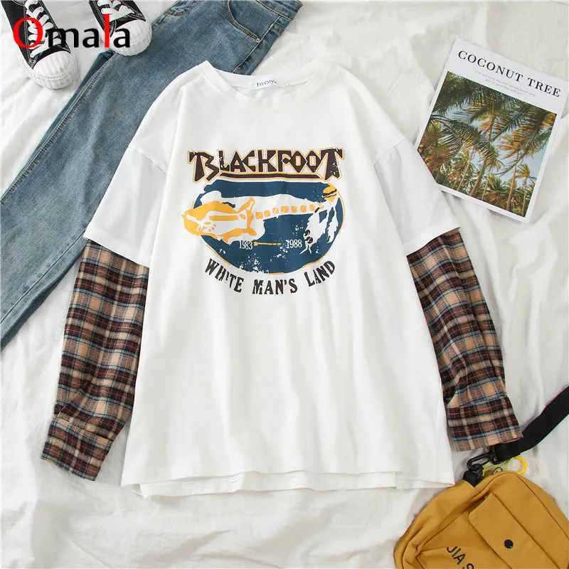 Весенние большие футболки с графическим принтом Женская Футболка harajuku длинным