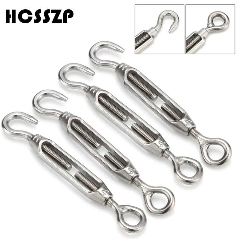 HCSSZP 4 шт. M4/M5/M6/M8/M10/M12 нержавеющая сталь 304 Регулируемая цепь такелаж крюк и пряжка