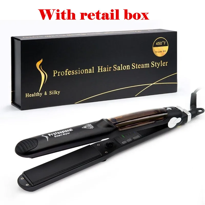 Professional Steam Hair Straightener Ceramic Hair Flat Iron Seam Hair Straightening Iron Curler Steamer Hair Styling Tool