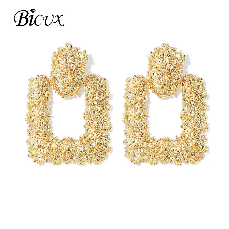 

BICUX Fashion Gold Drop Earrings for Women Statement Big Geometric Metal Earring Women's Hanging Earrings 2019 Modern Jewelry