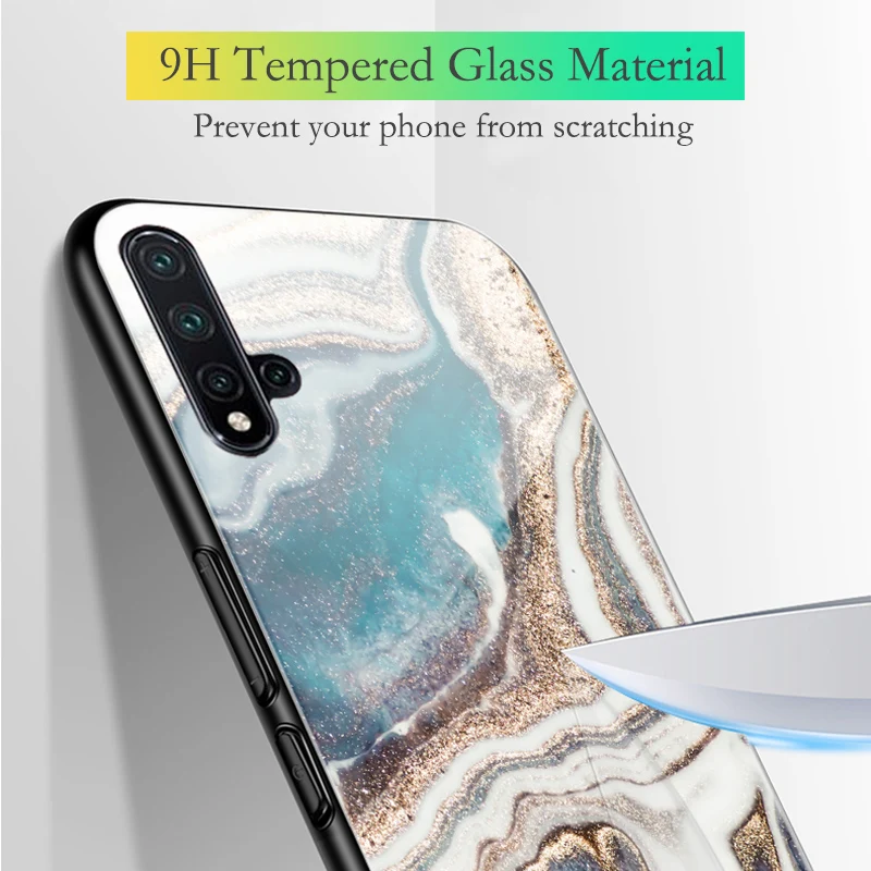 Чехол-накладка для Huawei Honor 30 Pro Plus 30s View 20 V30 9A 9X 7X Play 3 с мраморным стеклом 9H |