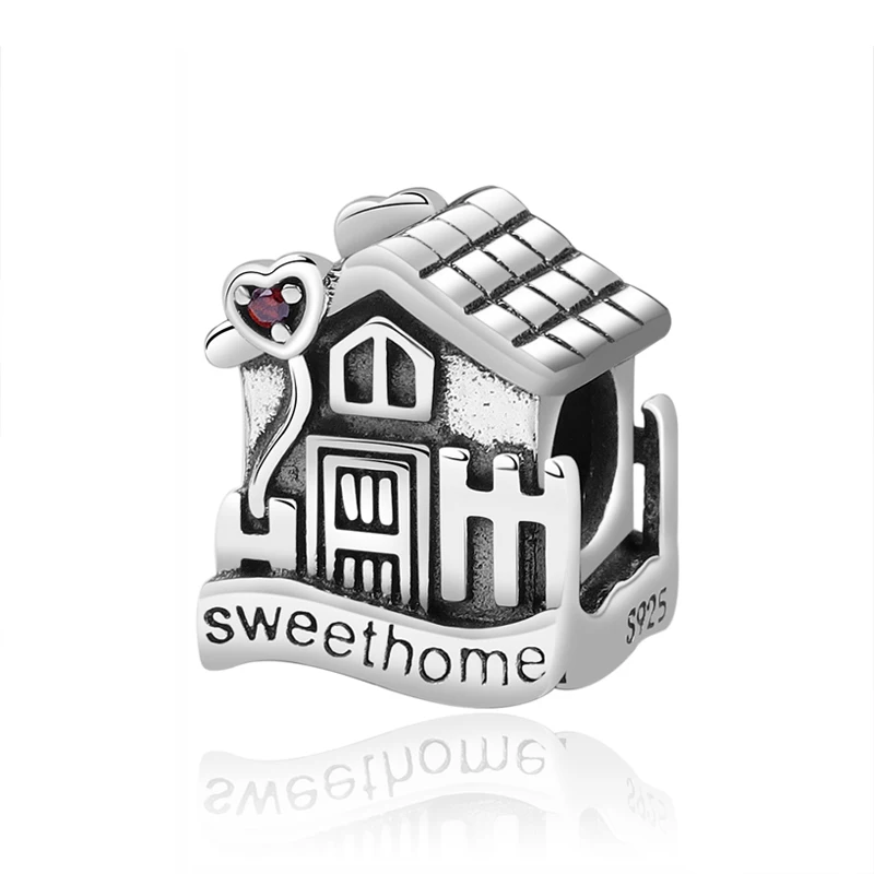 Sweet Home Аутентичные 925 пробы Серебряные Подвески из бисера для мальчиков и девочек, Семейные Подвески, подходят для оригинальных браслетов Pandora, Женские Ювелирные изделия DIY - Цвет: Sweet Home