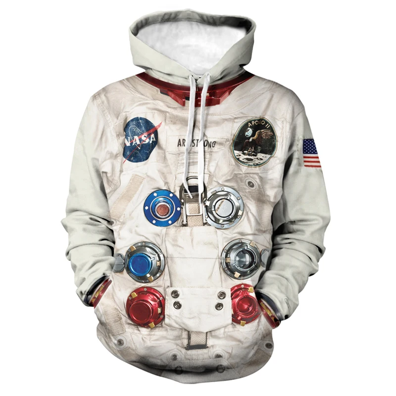 

2021 New Fashion Spring and Autumn 3D Printing Funny Hoodie Astronaut Pullover Harajuku Street Men's Trendy Sweatshirt